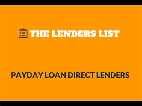 List Of Direct Loan Lenders